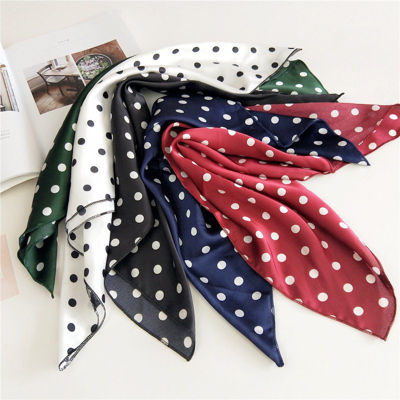 HZW-24050 Women's polka dot 50*50cm pocket square handkerchief silky satin neck scarf