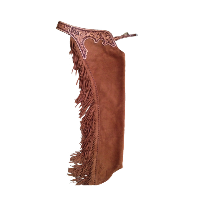 Custom Made Bull riding Chinks Horse Chaps Smooth Hand Carved floral genuine Leather Beaded Belts