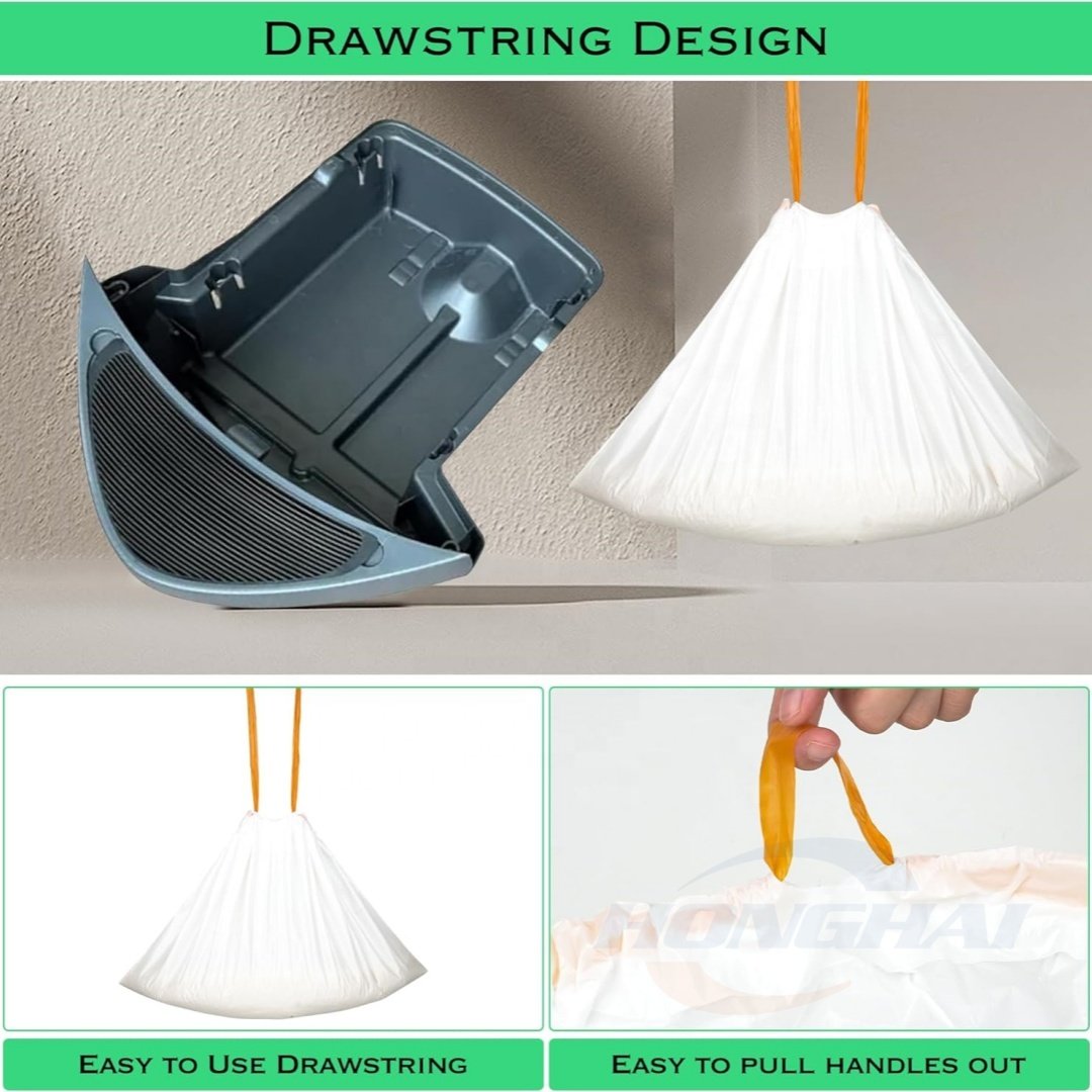 Disposable Kitty Poop Bag Thick Trash Replacement Bag, Custom Drawstring Cat Litter Bags,Cat Litter Box Liners 16x26inch