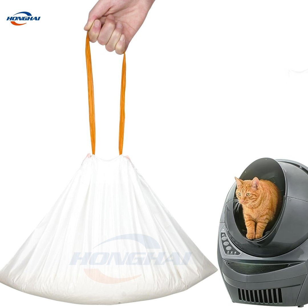 Disposable Kitty Poop Bag Thick Trash Replacement Bag, Custom Drawstring Cat Litter Bags,Cat Litter Box Liners 16x26inch