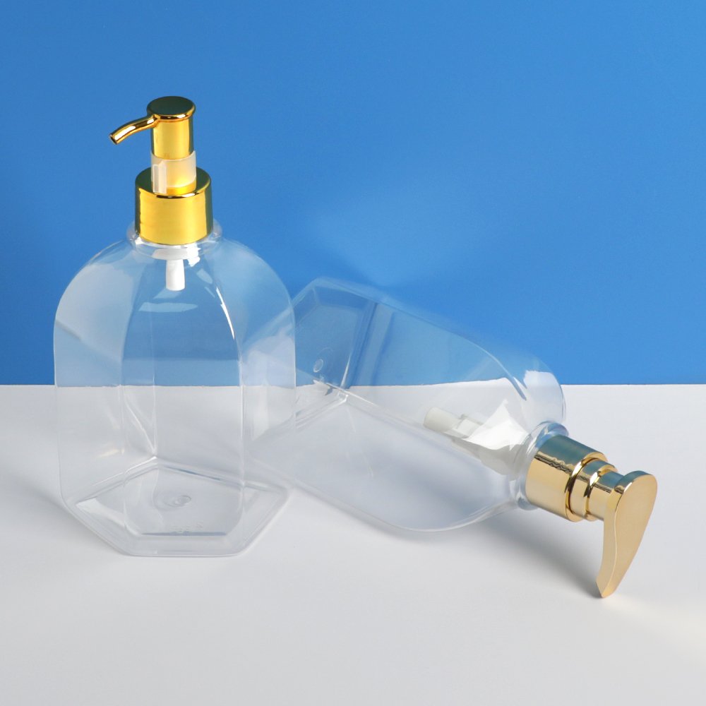 Empty Cosmetic Packaging Transparent Acrylic Irregular Shape Plastic Bottle 30ml 300ml 500ml Pet Plastic Pump Lotion