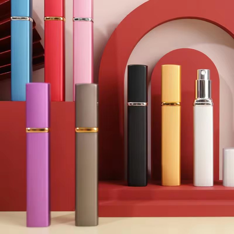 Custom LOGO Luxury Mini Pocket Size 10ml Perfume Bottle twister Round Portable Travel Refill Metal Spray Bottle