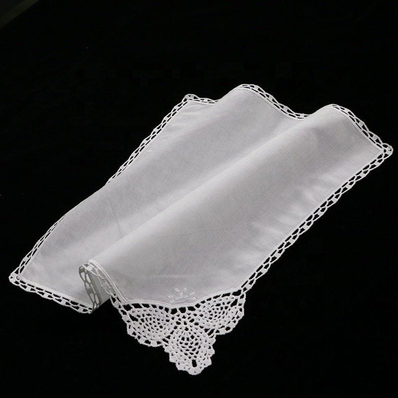 D002 Printable Embroiderable Ladies hankies Women Wedding Christmas Gift 12"x12" Square Scarf White Cotton Lace handkerchiefs