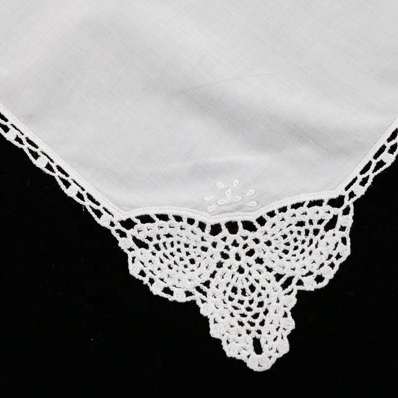 D002 Printable Embroiderable Ladies hankies Women Wedding Christmas Gift 12"x12" Square Scarf White Cotton Lace handkerchiefs