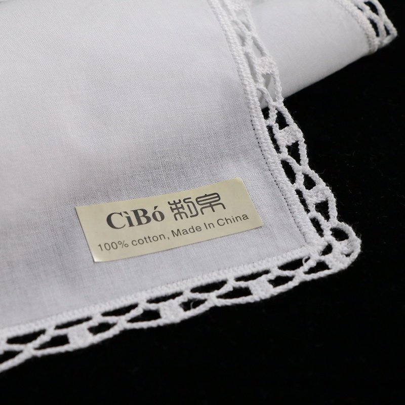 D002 Printable Embroiderable Ladies hankies Women Wedding Christmas Gift 12"x12" Square Scarf White Cotton Lace handkerchiefs