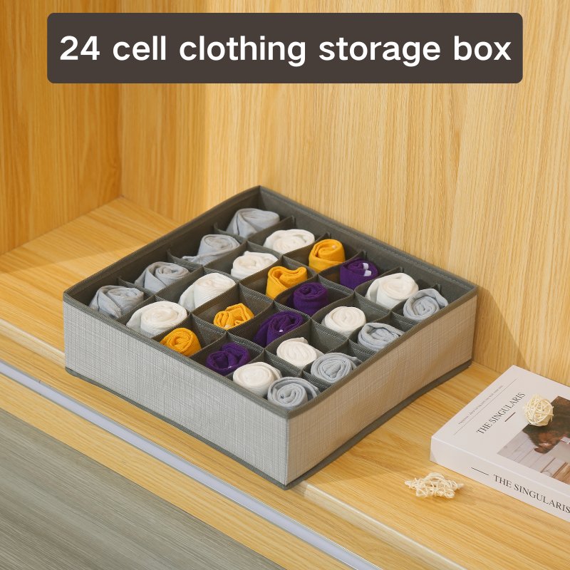 24-Cell Sock Drawer Organizer Closet Storage Organizer for Socks Handkerchiefs Ties Belts and Other Items
