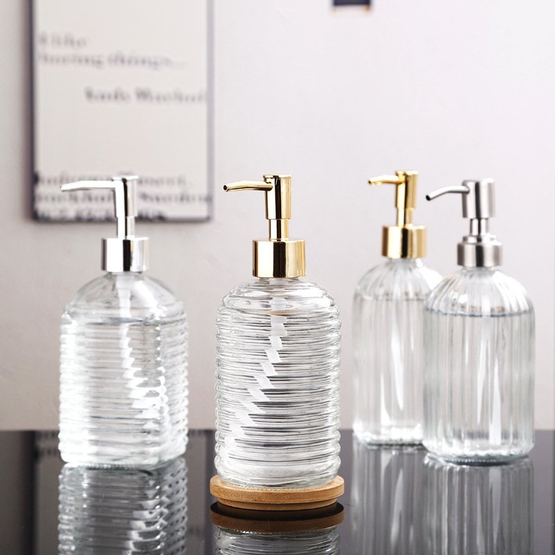 Wholesale Custom Variety of styles Retro Relief Perfume Bottle Glass Soap Dispenser Fancy Glass Bottle
