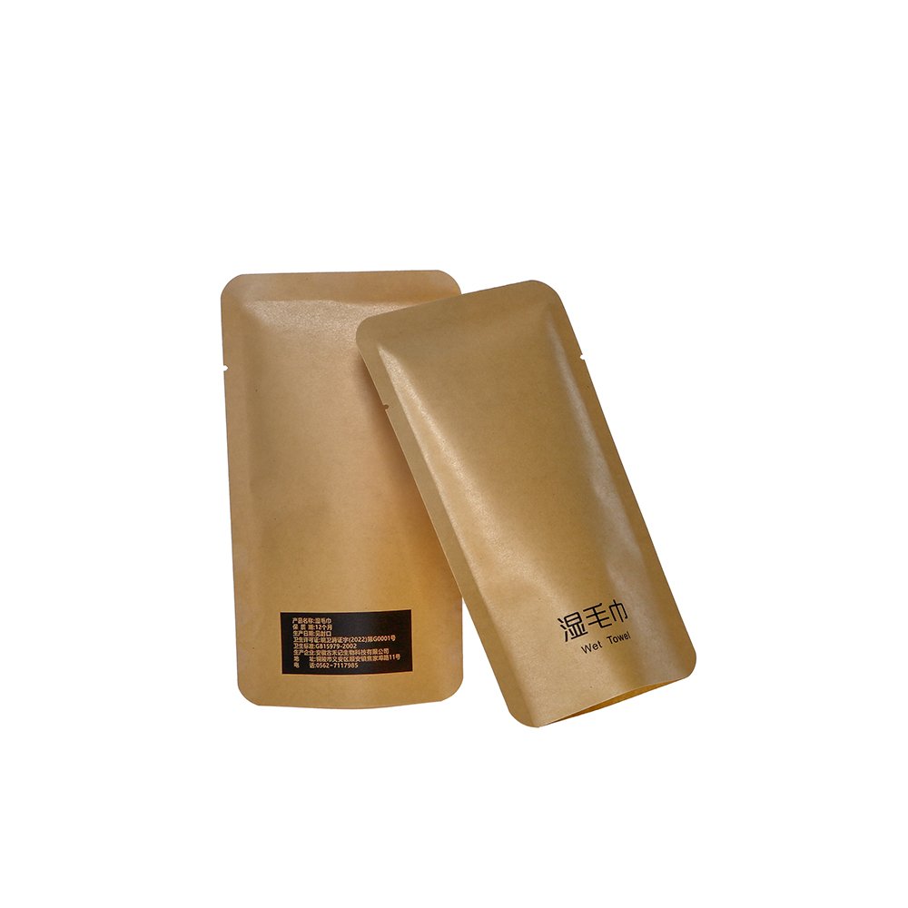 2024 Customizable Brown Kraft PET Plastic Wet Wipe Bag for Personal Care Christmas Gift Cleaning Tissue Paper with Custom Size