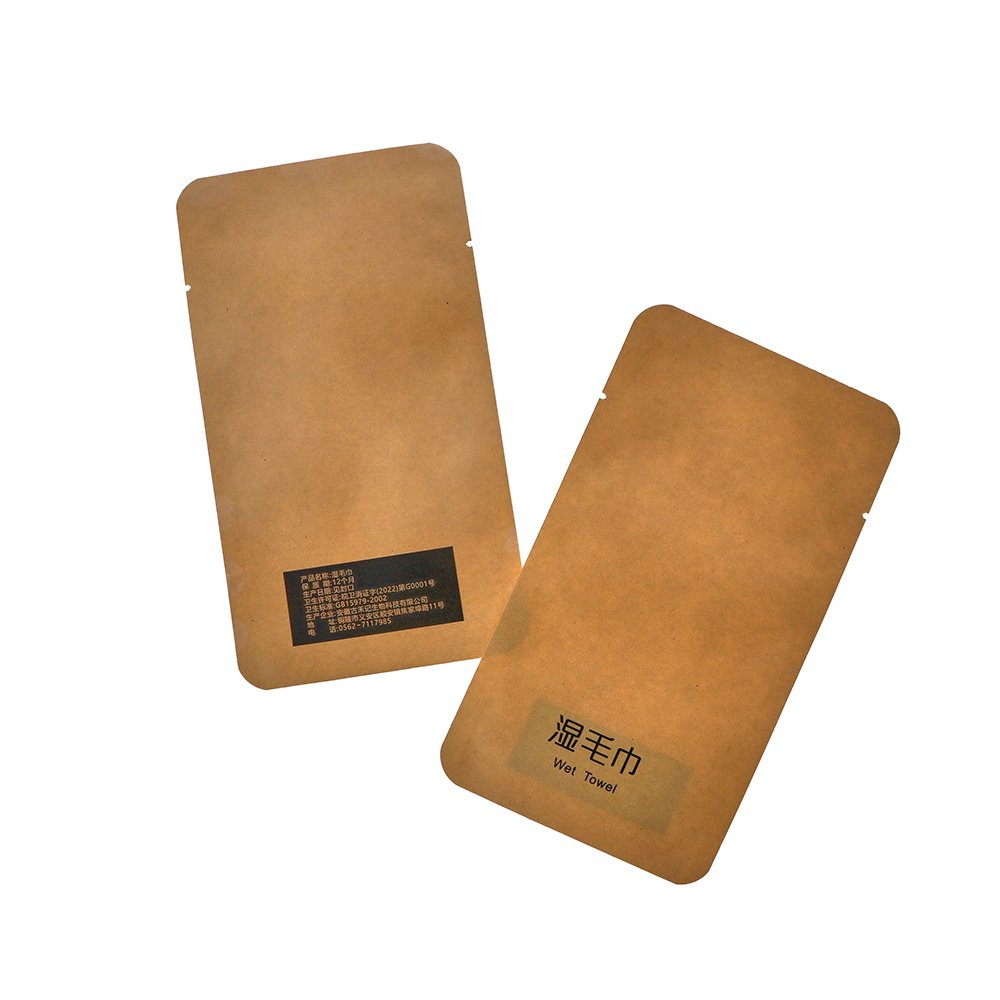 2024 Customizable Brown Kraft PET Plastic Wet Wipe Bag for Personal Care Christmas Gift Cleaning Tissue Paper with Custom Size