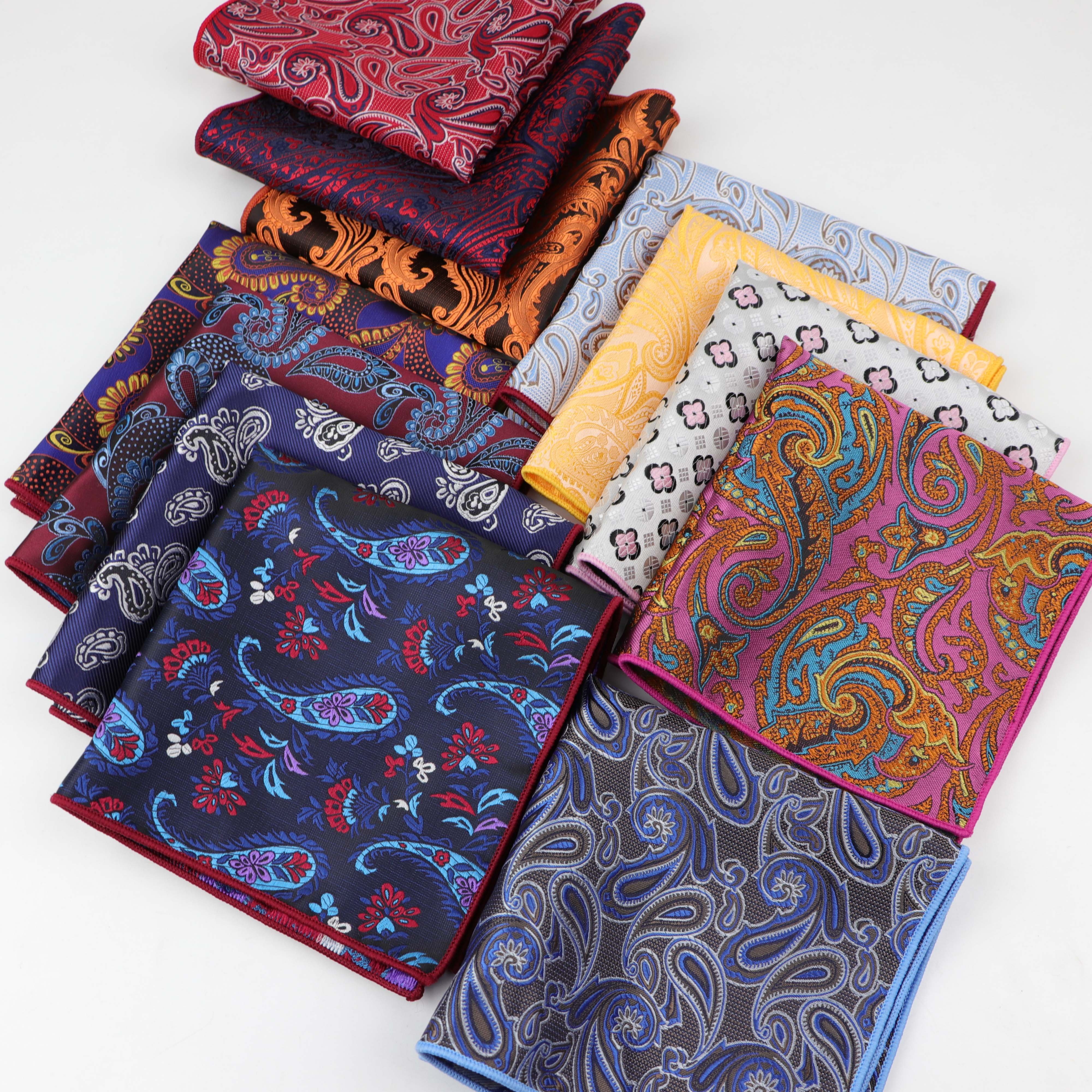 Paisley Handkerchief Polyester Scarves Vintage Fabric Of Business Suit Hankies Men's Pocket Square Handkerchiefs 26*26cm