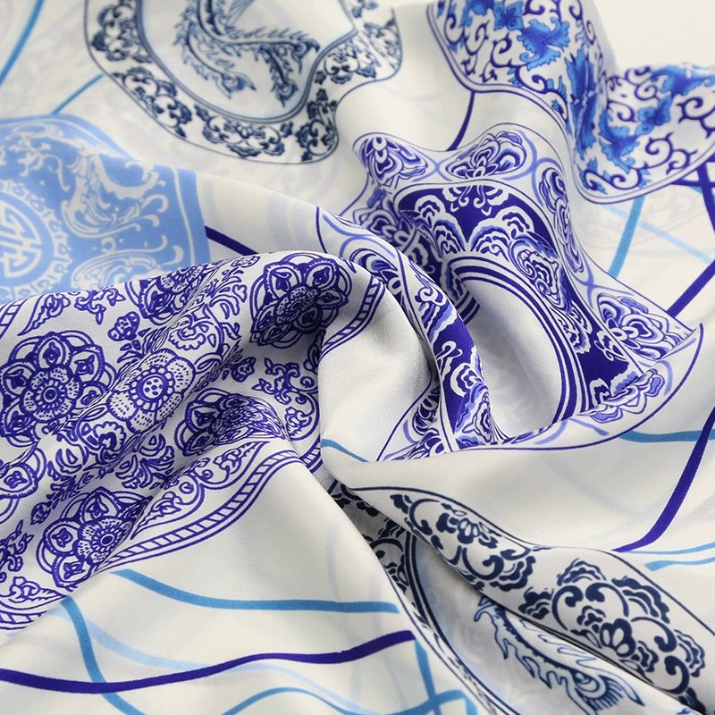 Silk Scarf for Women with Personalized Logo and Digital Design Fashion Handkerchief