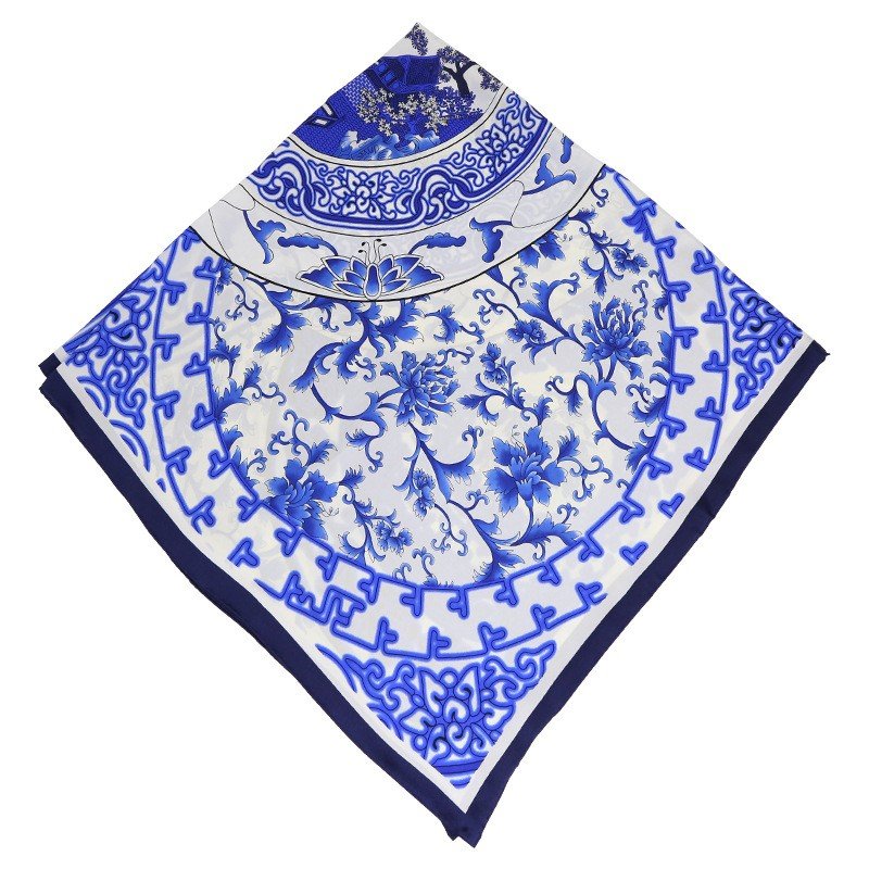 Silk Scarf for Women with Personalized Logo and Digital Design Fashion Handkerchief