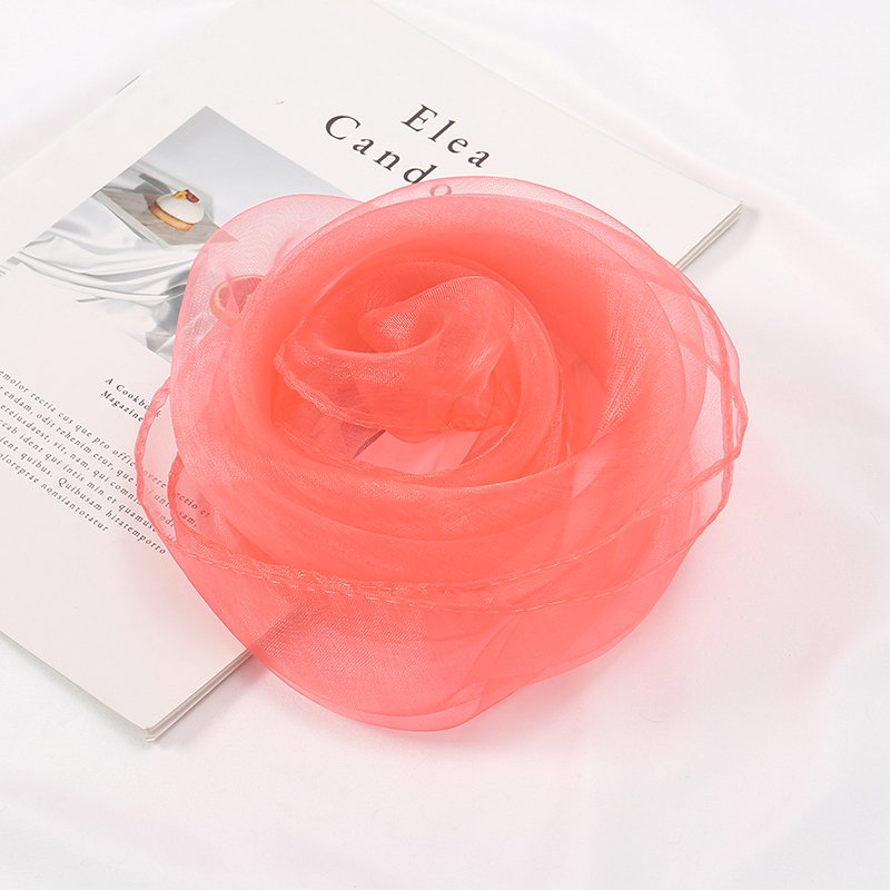 Cheap 60*60cm Bandana Handkerchief Summer Solid Color Turban Square Organza Scarf For Woman