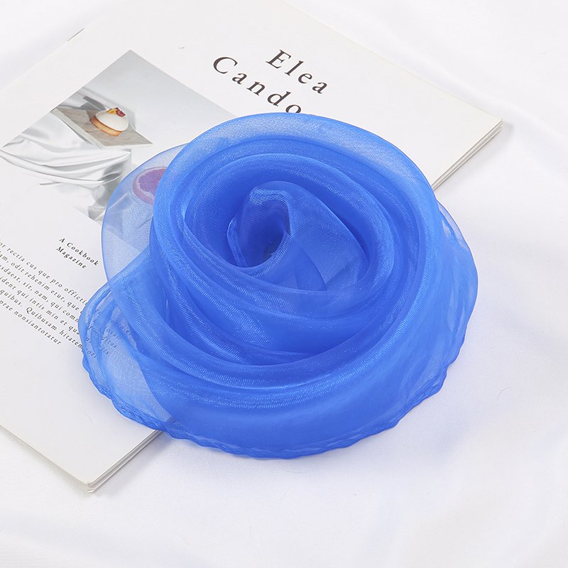 Cheap 60*60cm Bandana Handkerchief Summer Solid Color Turban Square Organza Scarf For Woman