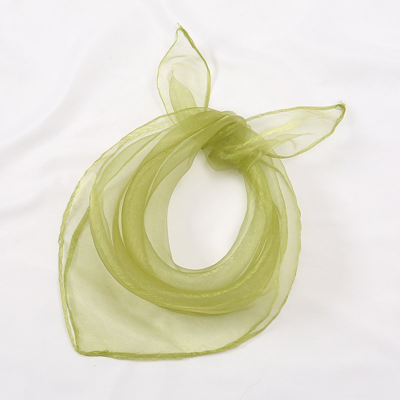 Cheap 60*60cm Bandana Handkerchief Summer Solid Color Turban Square Organza Scarf For Woman