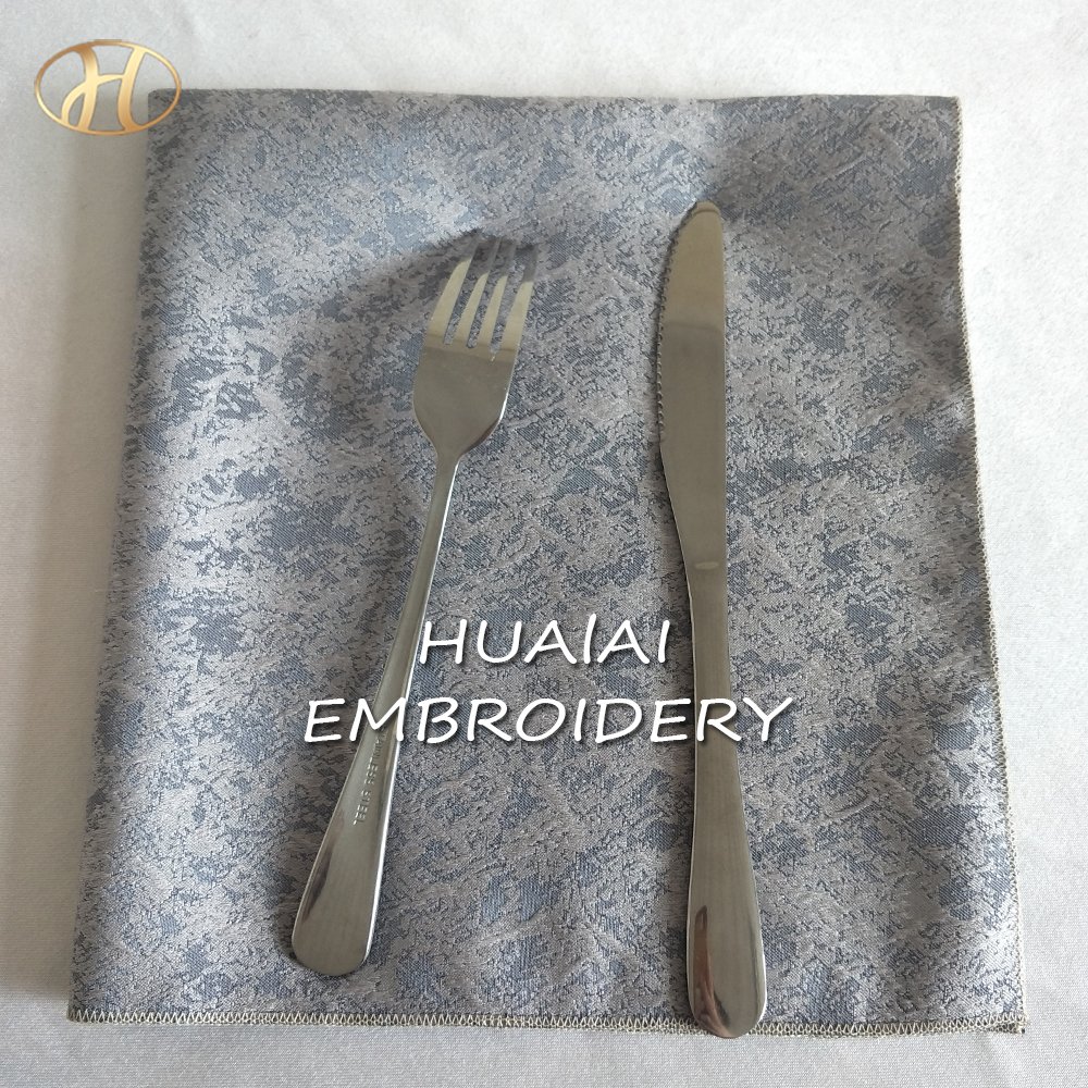 HNAP020 -Wholesale Light Blue Jacquard Cloth Dinner Table Napkins fabric With Logo For Wedding Events handkerchief