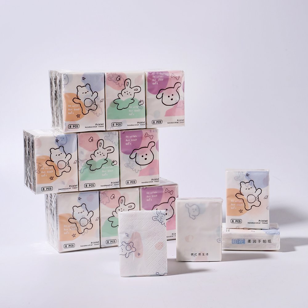 FSC Mini Pocket Tissues Facial Tissues Lovely Dog Printed 9 Pcs Pack Cute Paper Handkerchief Cleansing Tissue