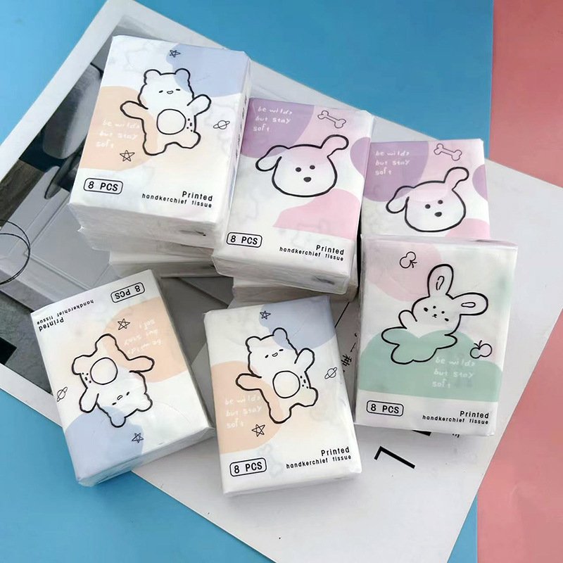 FSC Mini Pocket Tissues Facial Tissues Lovely Dog Printed 9 Pcs Pack Cute Paper Handkerchief Cleansing Tissue