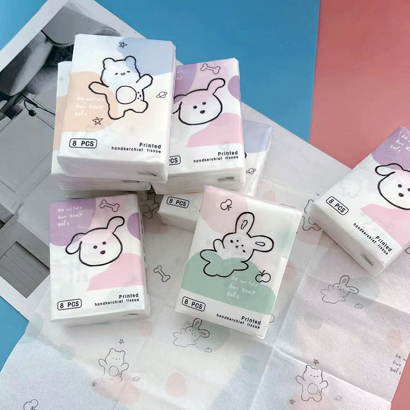 FSC Mini Pocket Tissues Facial Tissues Lovely Dog Printed 9 Pcs Pack Cute Paper Handkerchief Cleansing Tissue