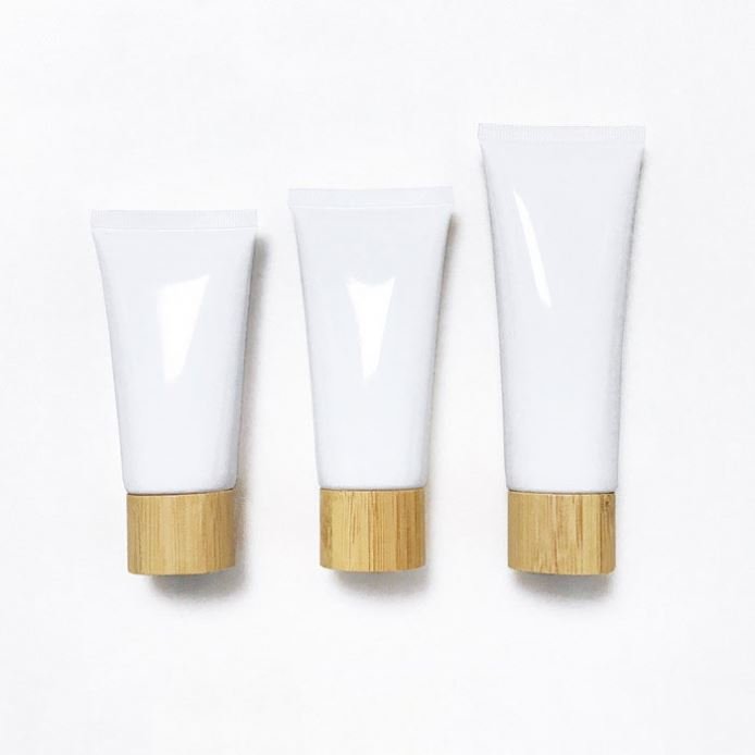 Hot Sale White Empty Plastic Tube 120g Plastic Squeeze Tube 80g 100g Plastic Tubes With Bamboo Lid