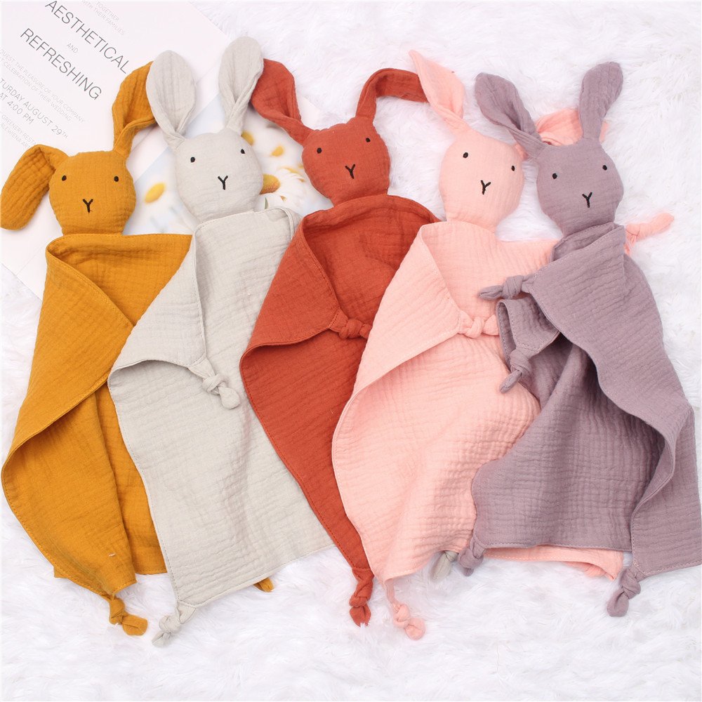 Baby Cotton Gauze Comforter Cloth Baby Sleeps Doll Rabbit Comforter Handkerchief Crepe Cloth Comfort Toy