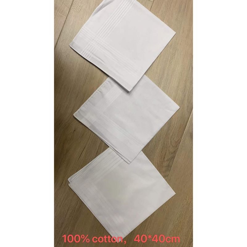 FUBU Mix style men's 3 pack pure cotton white embroidered handkerchiefs 16 inches small bandana wedding souvenirs for guests