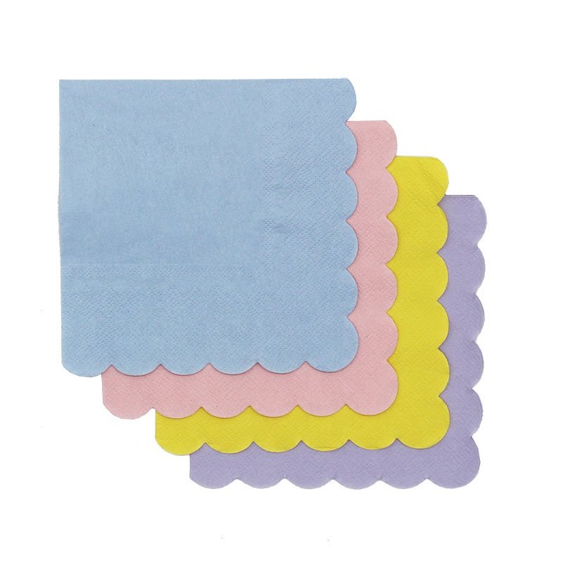 25*25cm 17 Gsm Customized Paper Table Tissue Napkins Pastel Color Wedding Handkerchief Napkin for Party