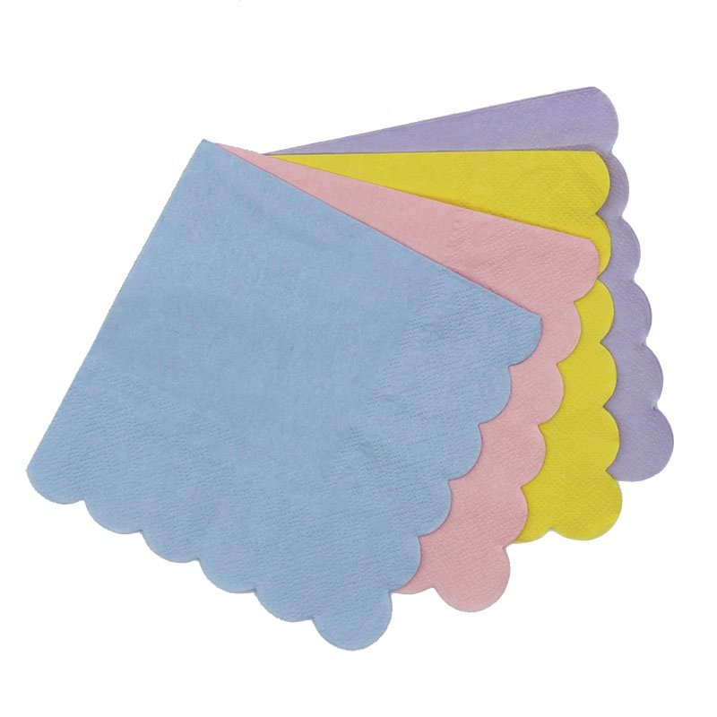25*25cm 17 Gsm Customized Paper Table Tissue Napkins Pastel Color Wedding Handkerchief Napkin for Party