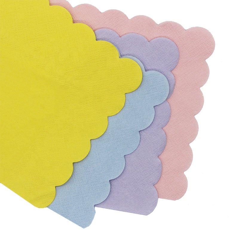 25*25cm 17 Gsm Customized Paper Table Tissue Napkins Pastel Color Wedding Handkerchief Napkin for Party
