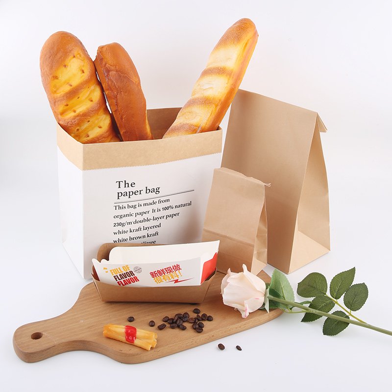 BTO Recycled Custom Logo Printed Restaurant Food Takeaway Grocery Shopping Kraft Paper Bag With Handles