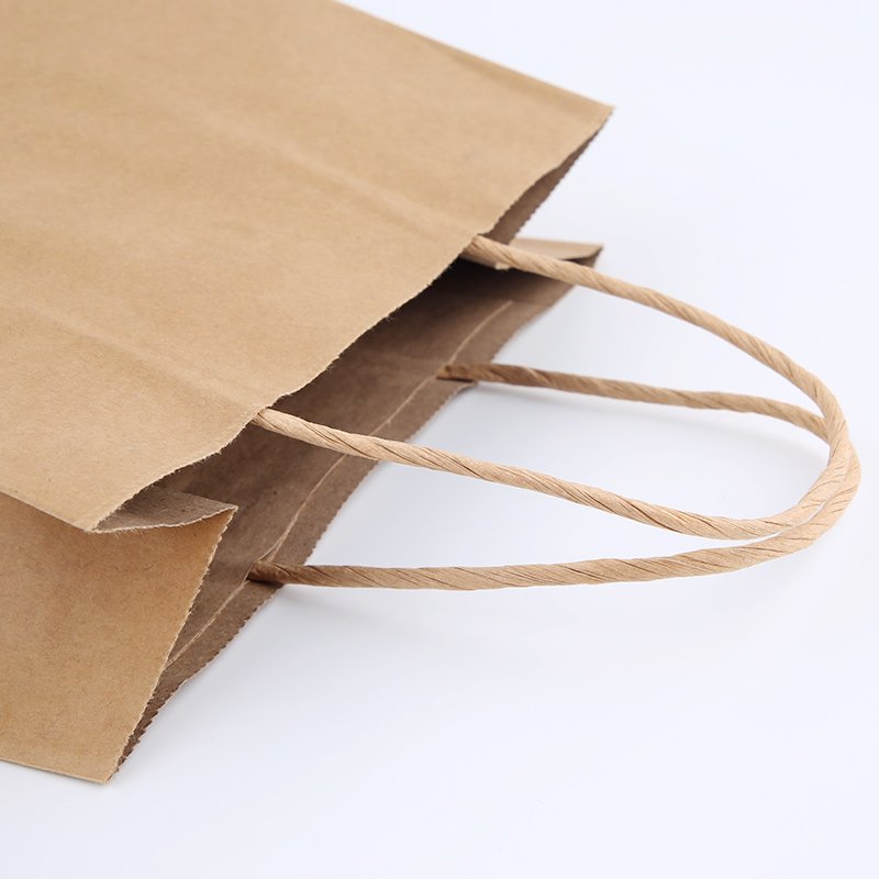 BTO Recycled Custom Logo Printed Restaurant Food Takeaway Grocery Shopping Kraft Paper Bag With Handles