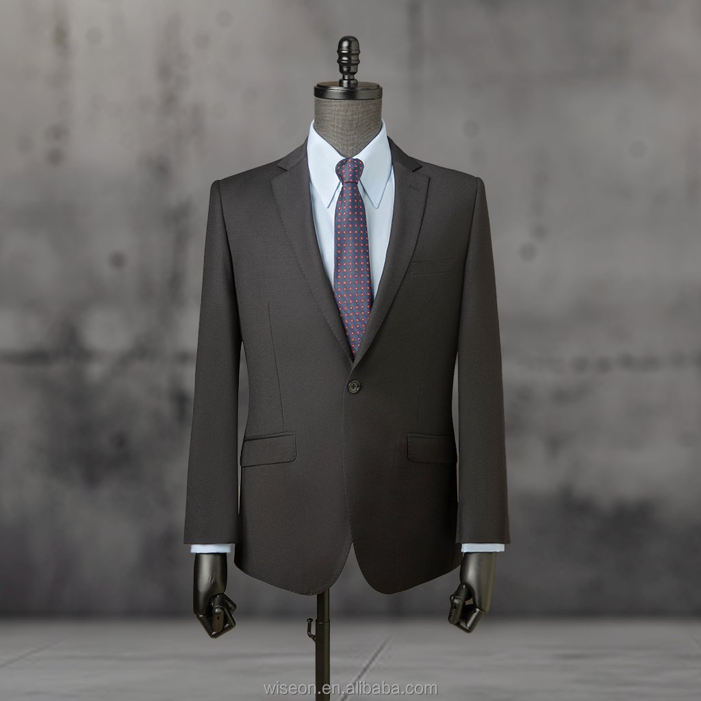 Elegant Single-Button Men's Suit with Rounded Hem and Wide Flat Lapel, Exuding Sophistication
