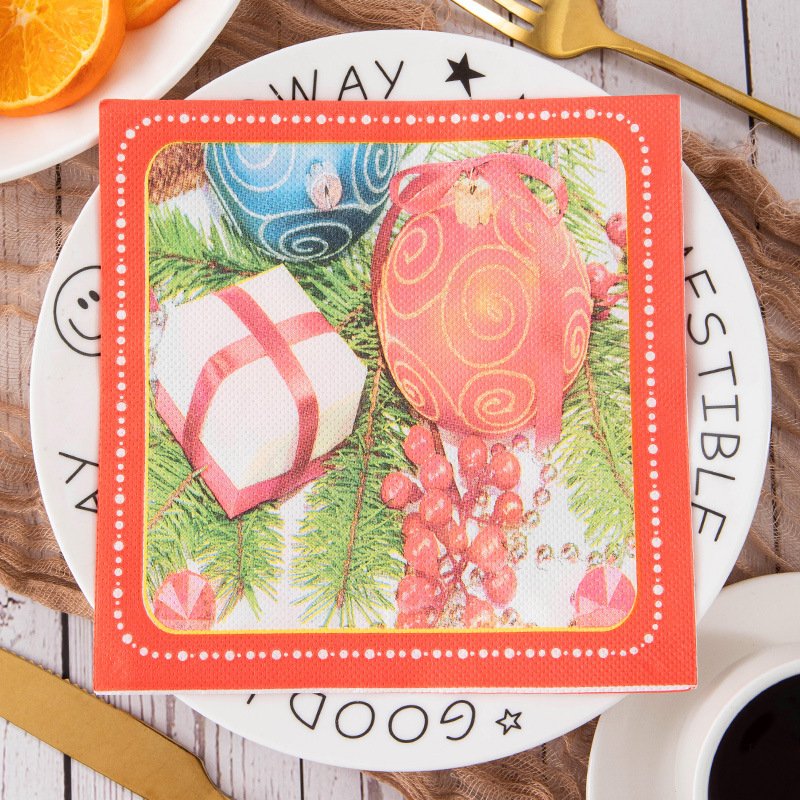 Christmas Napkins Decoration(20Pcs/Bag) Kids Christmas Napkins Paper Dinner Handkerchiefs Paper Cocktail Napkins