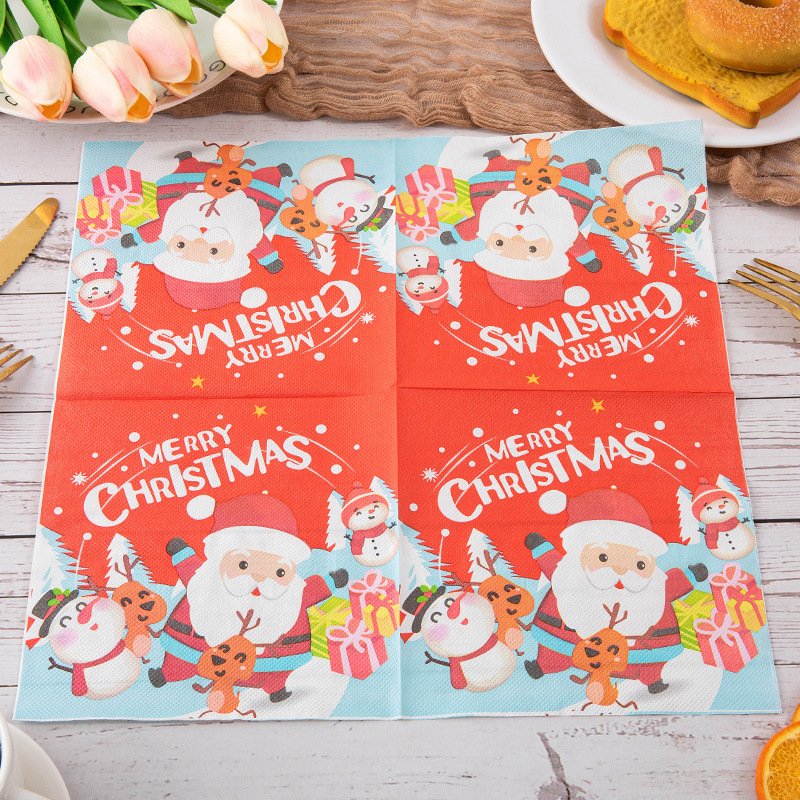 Christmas Napkins Decoration(20Pcs/Bag) Kids Christmas Napkins Paper Dinner Handkerchiefs Paper Cocktail Napkins