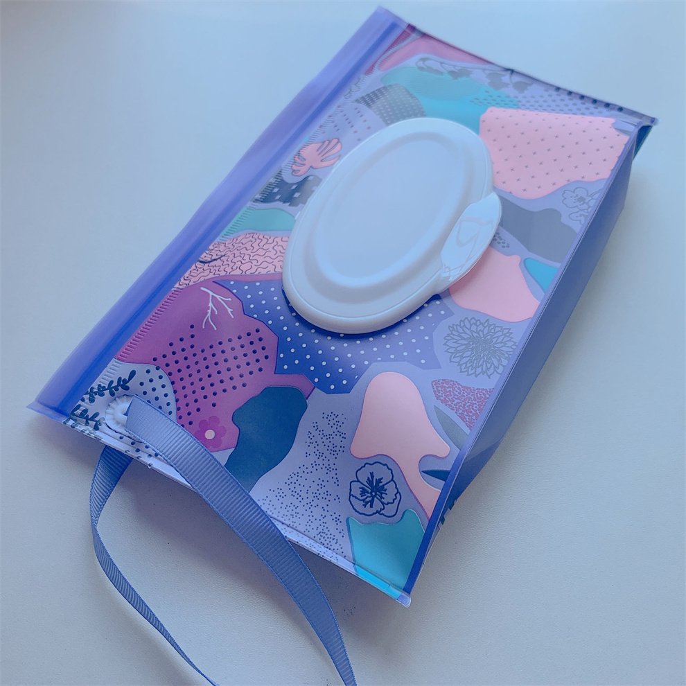 Custom Printed EVA Baby Wipes Reusable Travel Wet Wipe Floral Pouch Dispenser Portable Refillable Wipes Holder Container