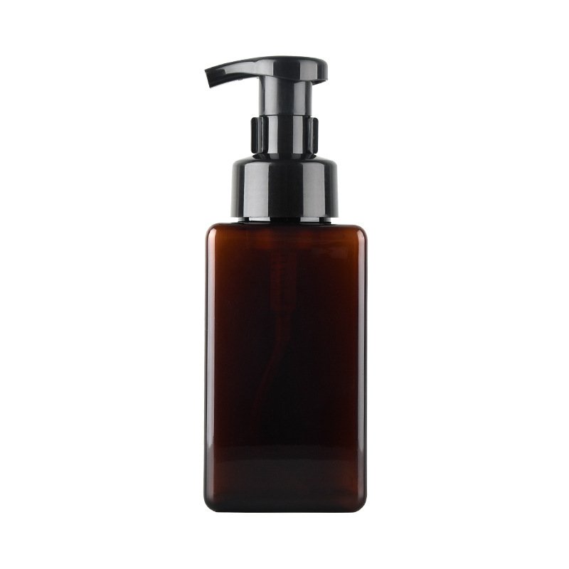 Hot Selling 450ml Square Shape Plastic PETG Facial Cleanser Foam Bottle Brown Pink Clear Hand Soap Bottle For Shampoo