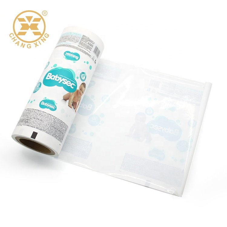 Custom Printed Baby Diaper Wet Tissue Sachet Plastic Laminated Vertical FFS Packaging Film Roll for Flow Machine