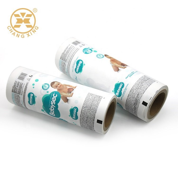 Custom Printed Baby Diaper Wet Tissue Sachet Plastic Laminated Vertical FFS Packaging Film Roll for Flow Machine