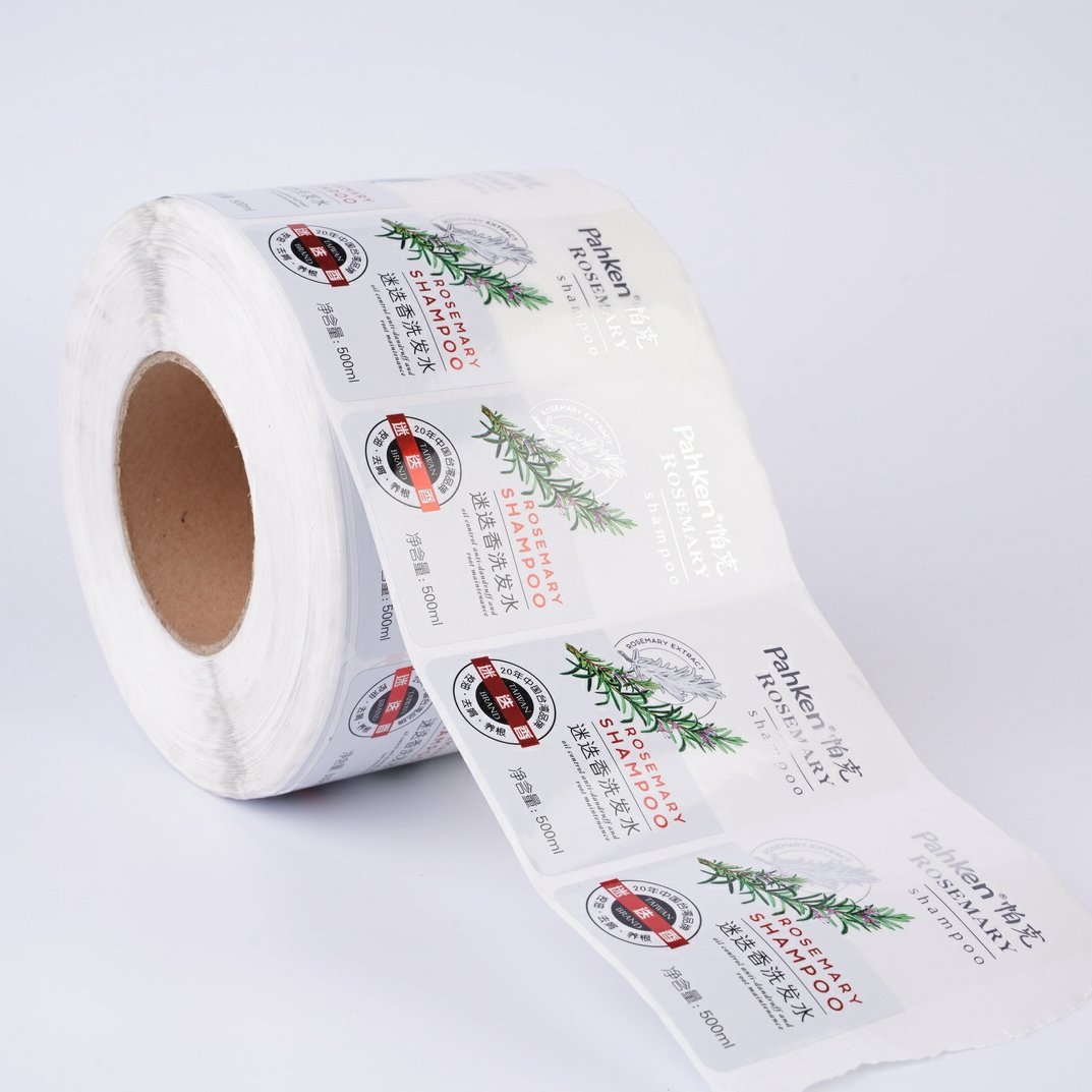 Customize Luxury Silver Foil Logo Printed Plastic Bottle Shampoo Packaging Stickers Clear Transparent sticker label