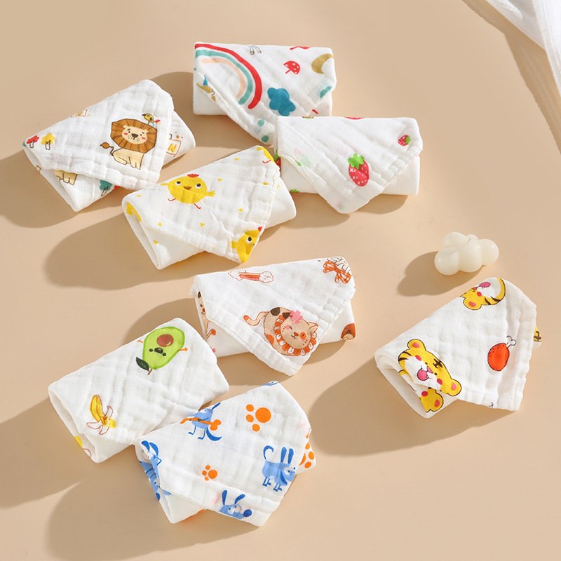 Custom Organic Newborn Baby burp cloths Small Cotton Face Towels Wholesale 6 layers Muslin Baby Washcloth