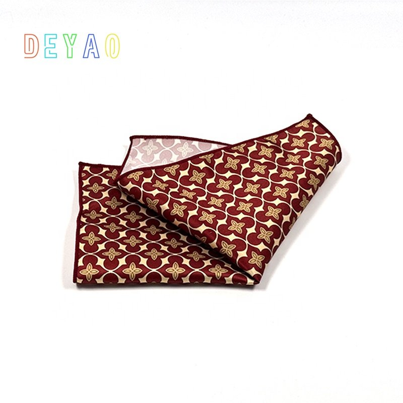 High quality most popular vintage men print pocket square ready to ship handkerchief polyester pocket squares for men