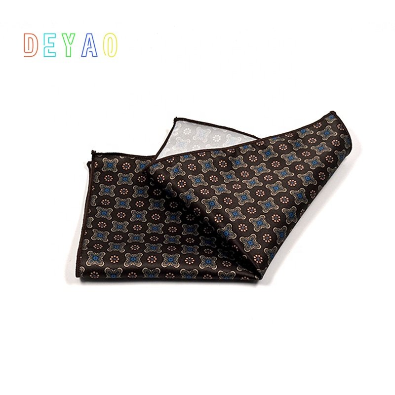 High quality most popular vintage men print pocket square ready to ship handkerchief polyester pocket squares for men