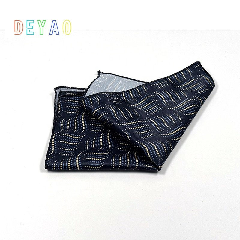 High quality most popular vintage men print pocket square ready to ship handkerchief polyester pocket squares for men