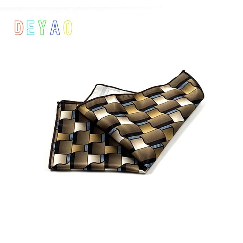 High quality most popular vintage men print pocket square ready to ship handkerchief polyester pocket squares for men