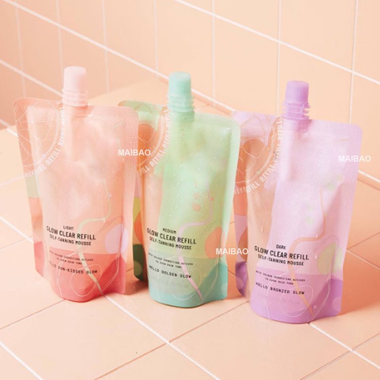 Custom printed eco small travel hand detergent foam dispenser plastic refill shampoo spout pouch soap liquid packaging bag