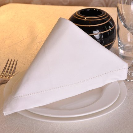 Dinner Restaurant Hemstitch Handkerchief Cloth Embroider Monogram White Linen Fabric Table Napkin