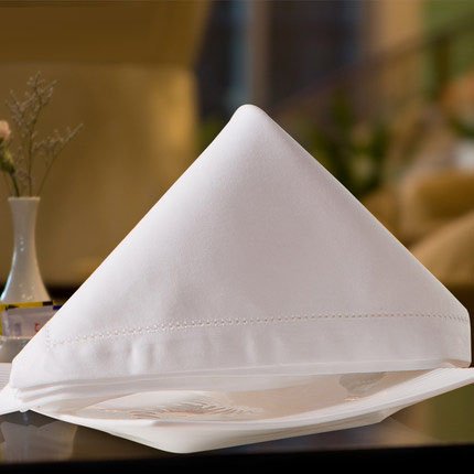 Dinner Restaurant Hemstitch Handkerchief Cloth Embroider Monogram White Linen Fabric Table Napkin