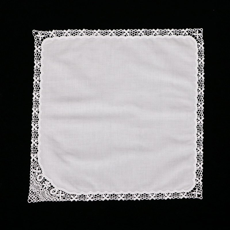 A013 : White premium cotton lace handkerchiefs crochet hankies women/ladies wedding gift