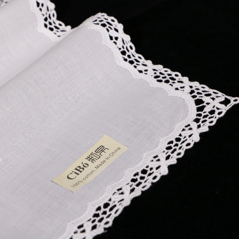 A013 : White premium cotton lace handkerchiefs crochet hankies women/ladies wedding gift