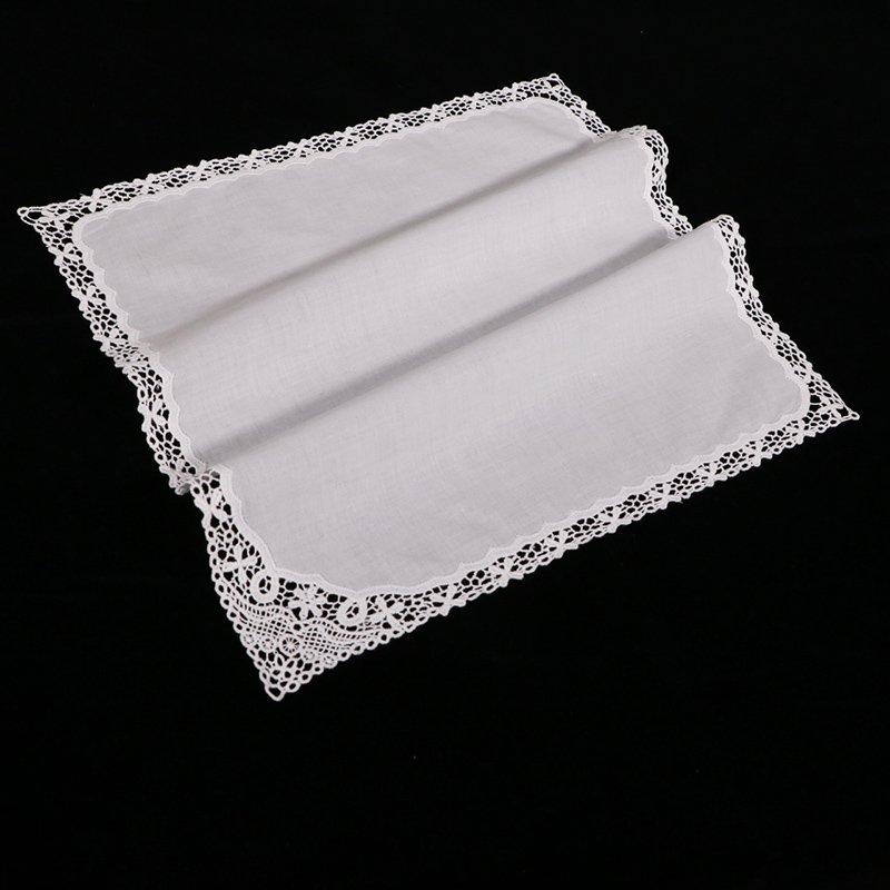 A013 : White premium cotton lace handkerchiefs crochet hankies women/ladies wedding gift